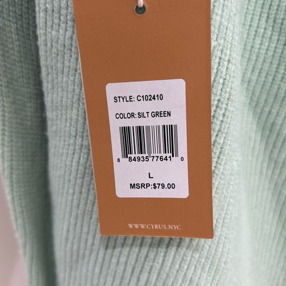 Cyrus Light Green V-Neck Women's Sweater Long Sleeve Soft Size Large NWT - Picture 6 of 7